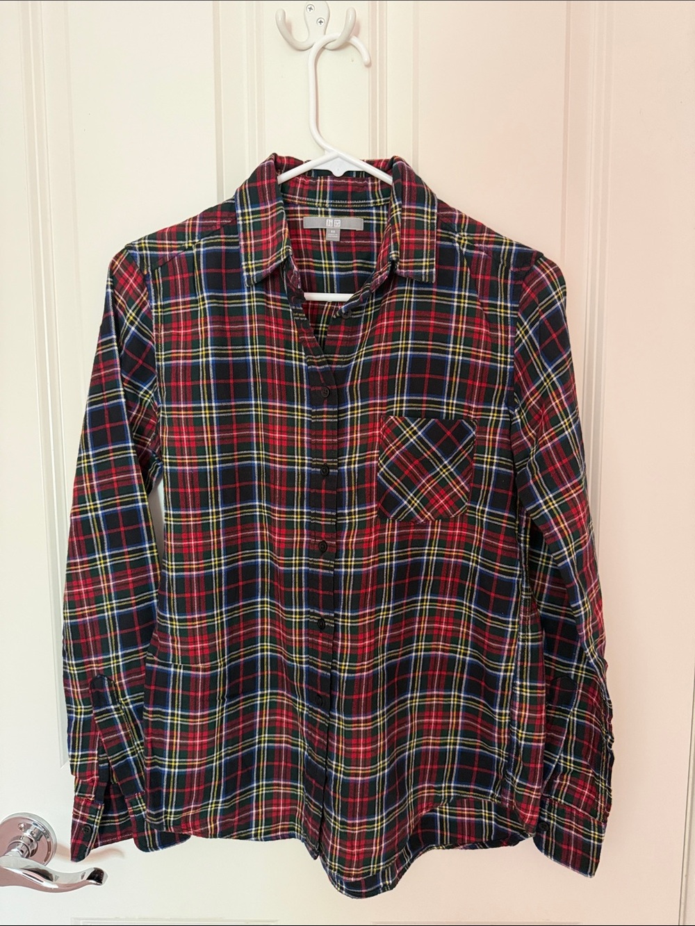 Uniqlo Red and Navy Plaid Button-Down Shirt